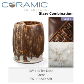 Tea Dust SW-145 over Sea Salt SW-118 Stoneware Combination Tea Dust SW-145 over Sea Salt SW-118 Stoneware Combination